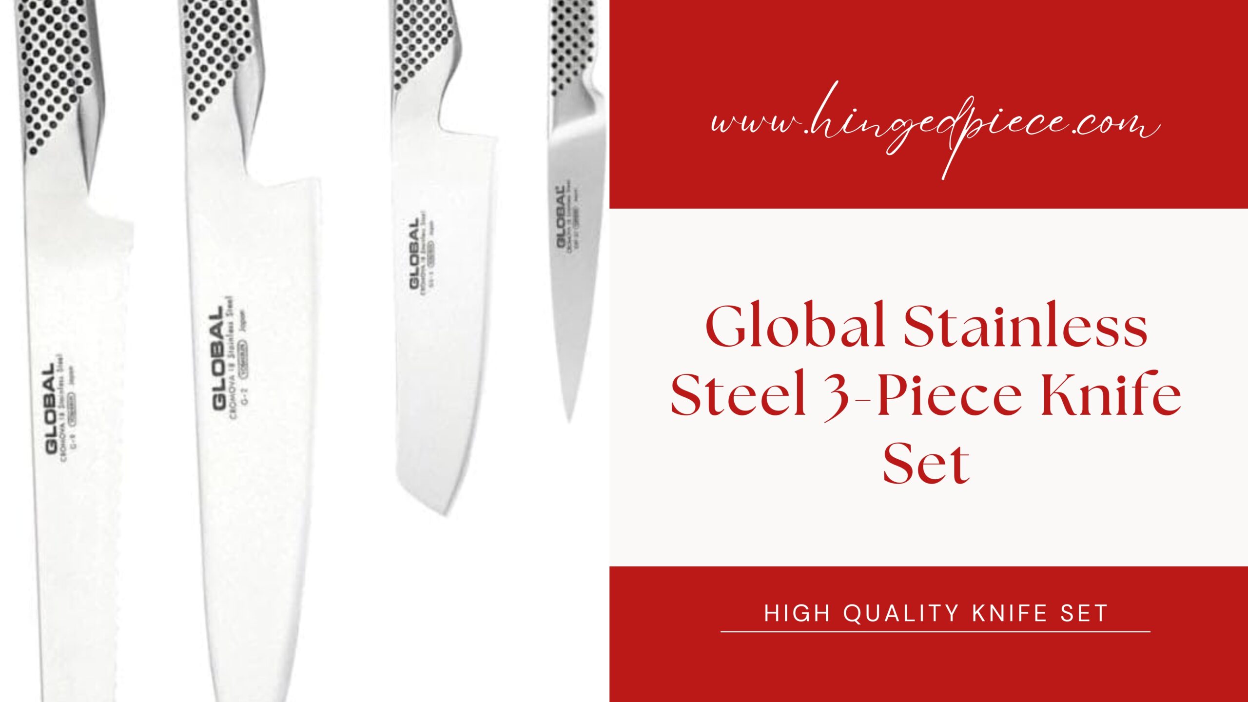 Global Stainless Steel 3-Piece Knife Set