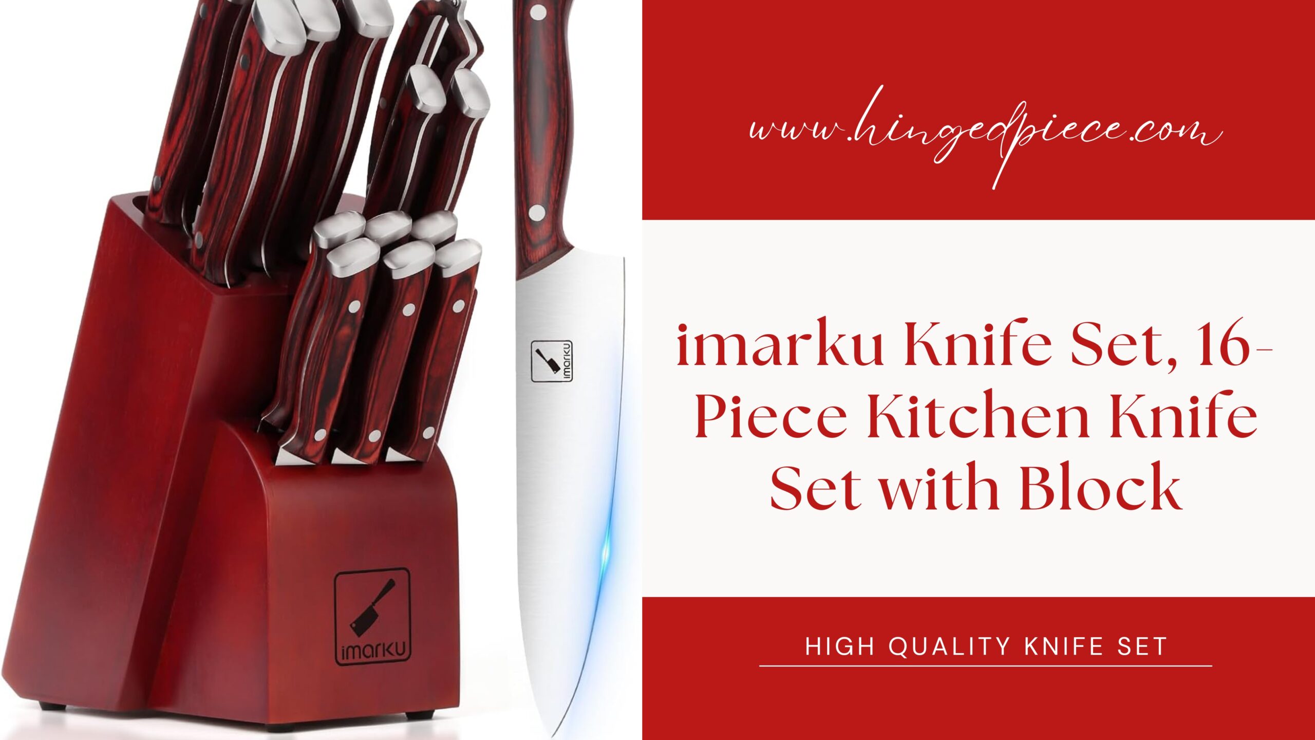 imarku Knife Set 16-Piece Kitchen Knife Set with Block